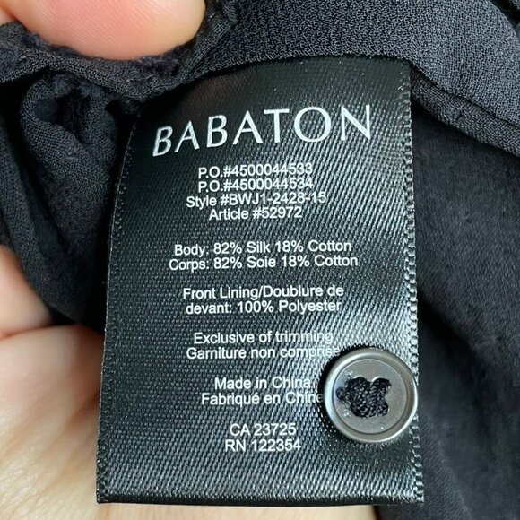 BABATON Swiss Dot Silk Blend Sheer Lined Blouse Flowy Light Black 3/4 sleeve XXS - Picture 9 of 14